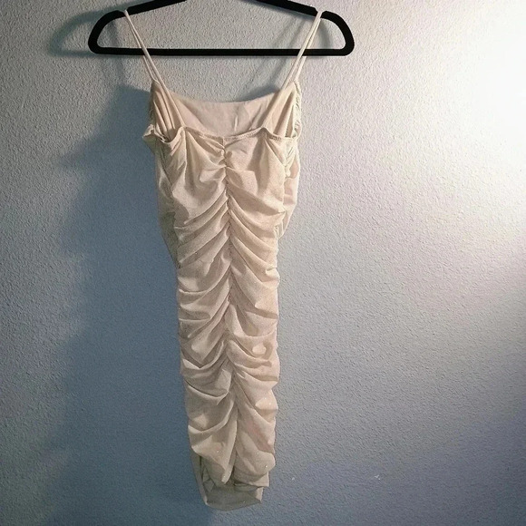 Cristina U.S.A Sparkly Gold Ruched Dress Womens Size Small/Party Dress - Picture 4 of 9